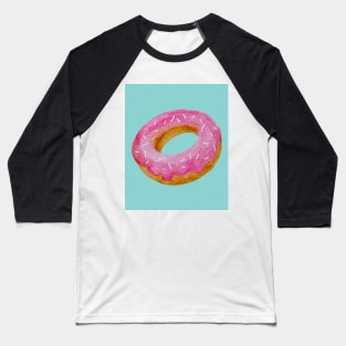 Watercolor donut - pink on blue background Baseball T-Shirt